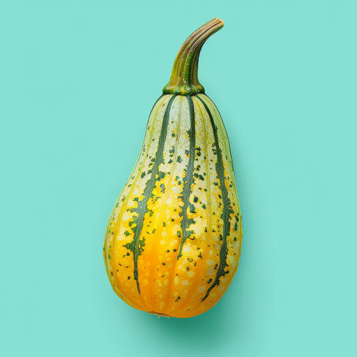 Realistic squash clipart on flat, serene aqua background