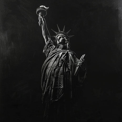 Monochrome tattoo sketch of the Statue of Liberty