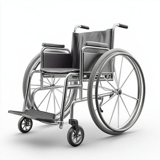3D wheelchair on flat white background