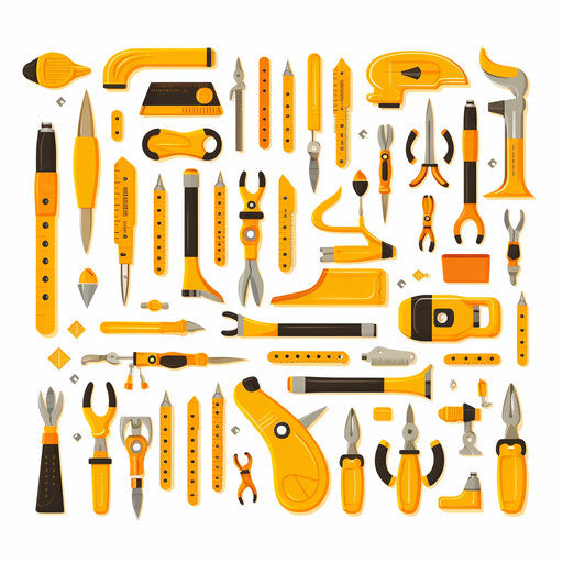 Minimalist style tools clipart on white background