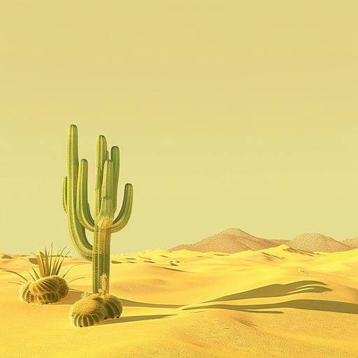 Desert clipart in a photo realistic style on flat chartreuse background