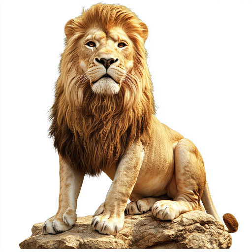 3D lion in photo realistic style on flat white background