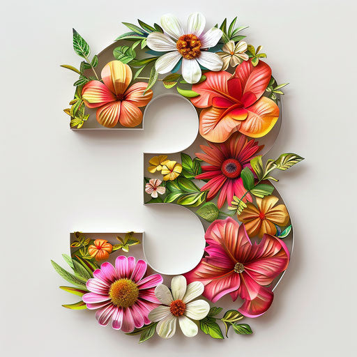 Number 3 clipart in a photo realistic style on white background