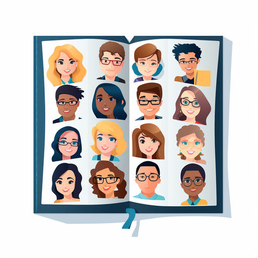 Yearbook clipart in Minimalist style, on white background