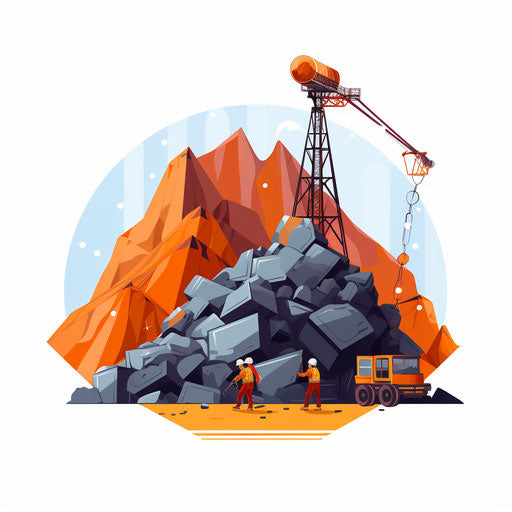 Minimalist style mining clipart, on white background