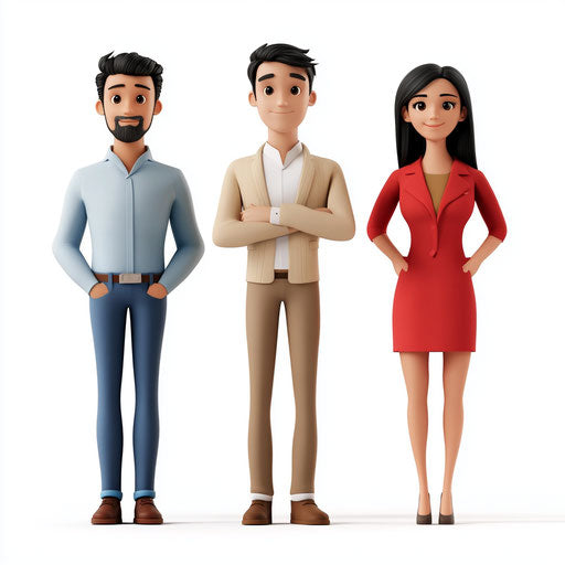 3D figures on flat white background, isolated clipart