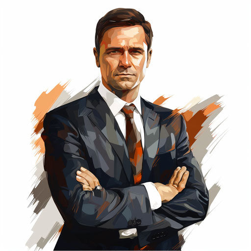 Manager clipart in the style of Oil painting, on a white background