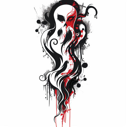 Horror flat tattoo sketch in clipart style