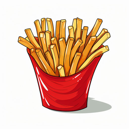 French fries drawing in the style of Chiaroscuro Art, on white background