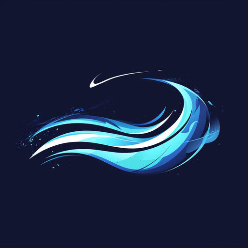 Fitness logo with a dynamic swoosh on dark blue background