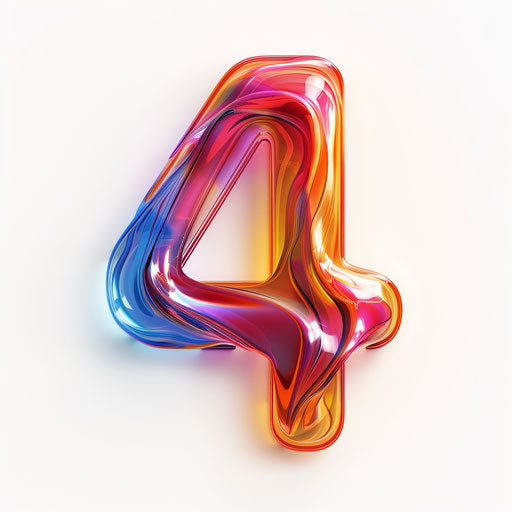 Realistic illustration of number 4 in vibrant color palette