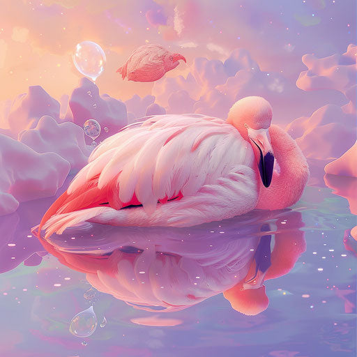 Dreaming sleeping flamingo