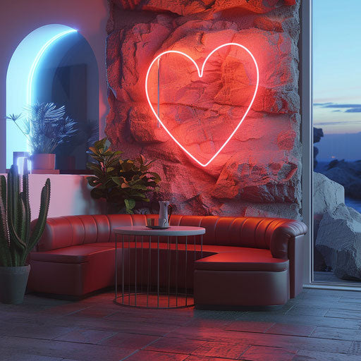 Trendy neon heart shape, modern and bold