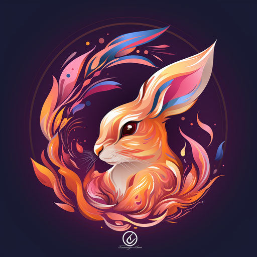 Rabbits logo in colors with a picture of a rabbit