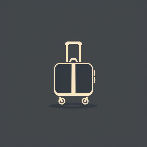 Classic travel logo with suitcase icon on dark grey background