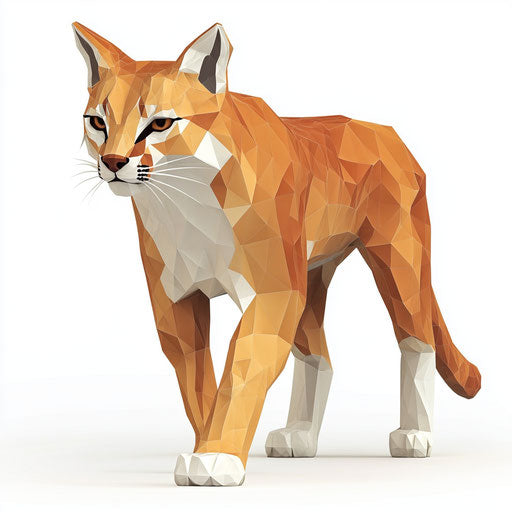 3D bobcat on white background, photo realistic style