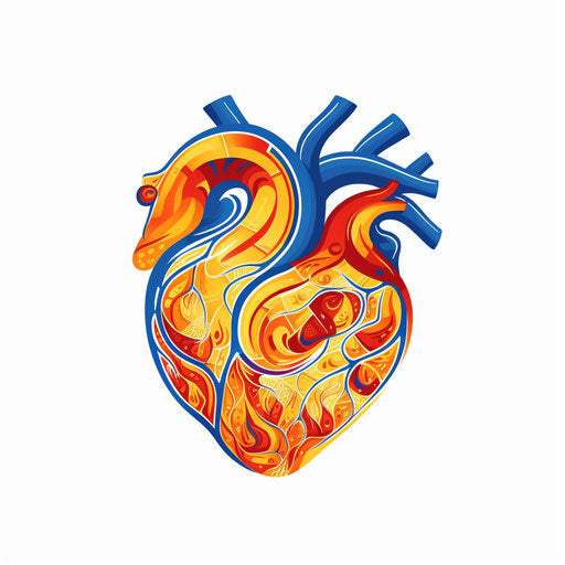 Human heart in Minimalist style on white background