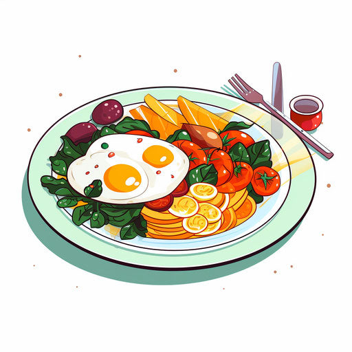 Minimalist style meal clipart, on white background