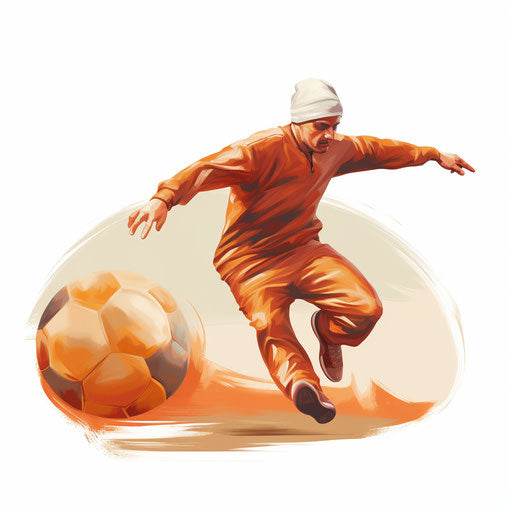 Kickball clipart in the style of oil painting, on a white background