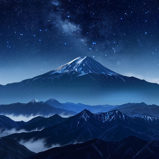 The Japanese Alps under a starry night sky, in the style of Leszek Bujnowski