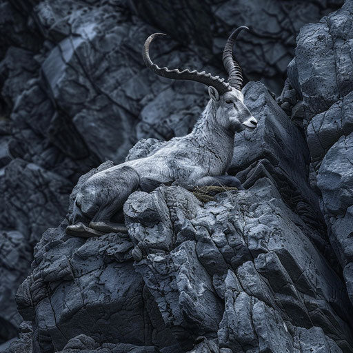 Ibex blending in rocky terrain