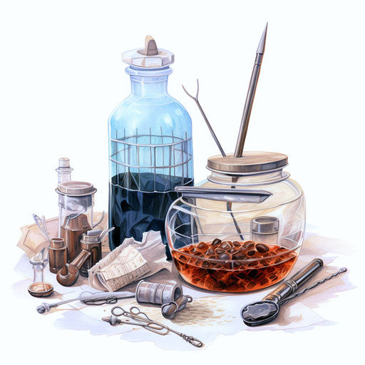 Medical illustration in the style of oil painting on white