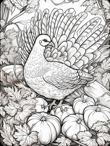 Autumn coloring page, joyful and optimistic style
