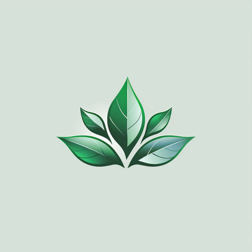 Brand logo design with green leaf motifs and eco-friendly colors, on a clean white background