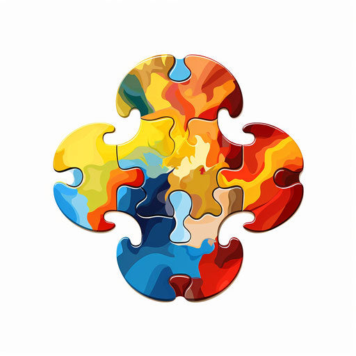 Puzzle piece vector in the style of Oil painting, on a white background