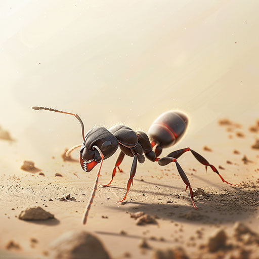 Ant clipart with flat random background and ethereal glow