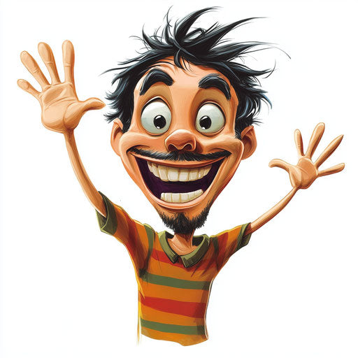 Humorous caricature of a face with exaggerated human characteristics