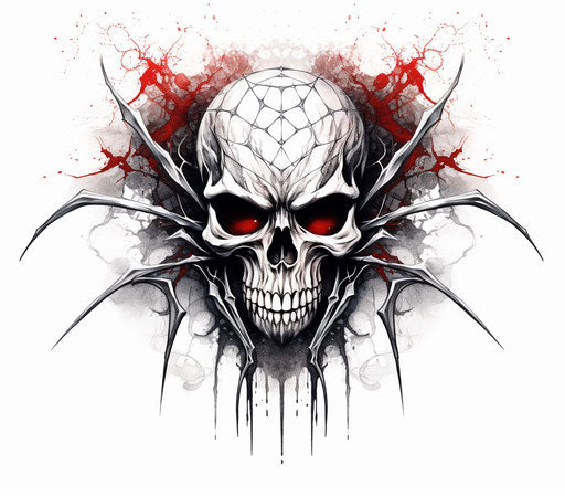 Skull spider tattoo art, simple design, cypherpunk, HD 8:7