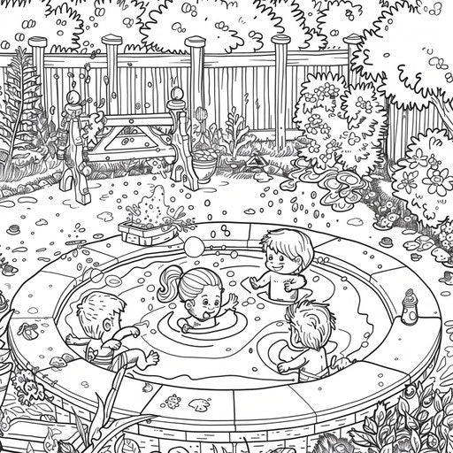 Friends splashing each other in a pool