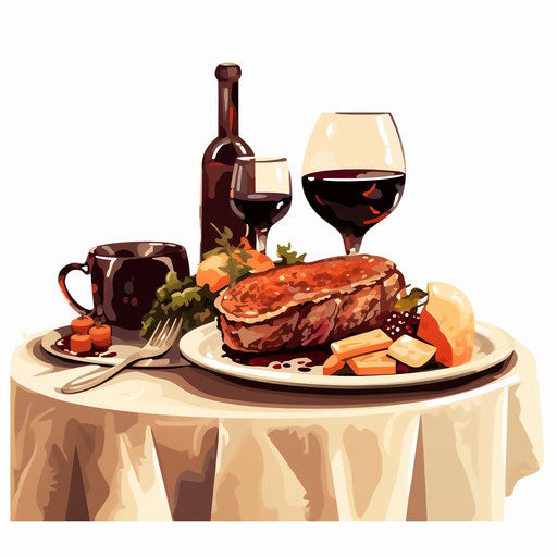 Dinner illustration in the style of Chiaroscuro Art