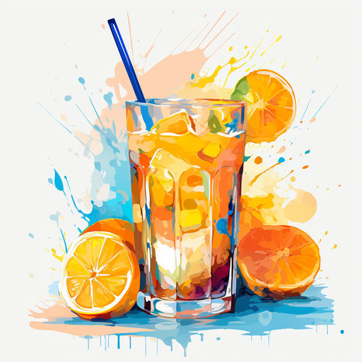 Juice clipart in the style of Impressionistic Art, on white background