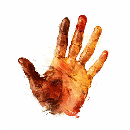 Handprint illustration in Oil painting style on white background