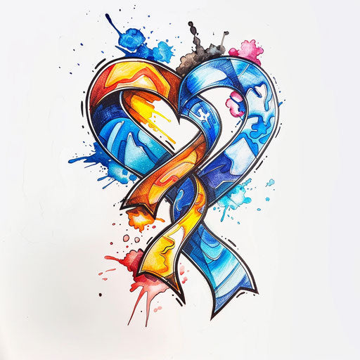 Heart with autism ribbon, colorful accents
