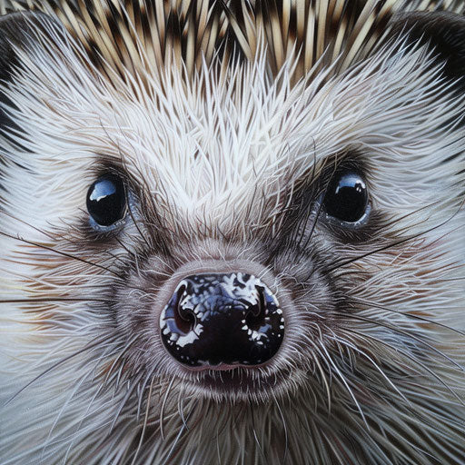 Close-up of a curious hedgehog with twitching nose