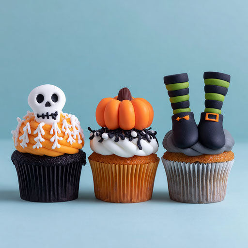 Whimsical Halloween Cupcakes with Unique Toppings