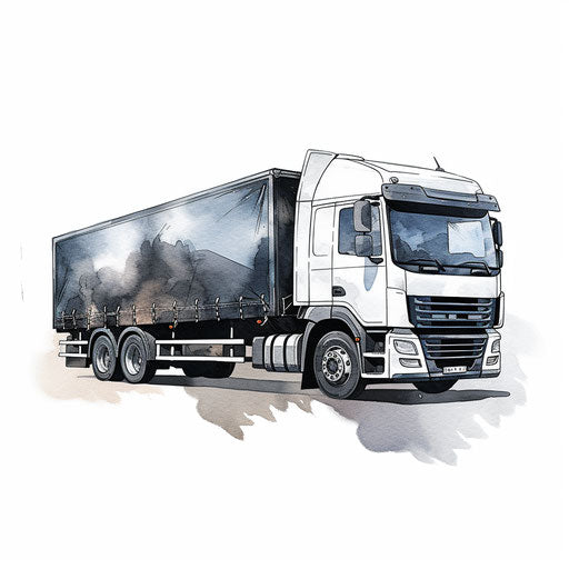 Lorry clipart in Chiaroscuro Art style on white background