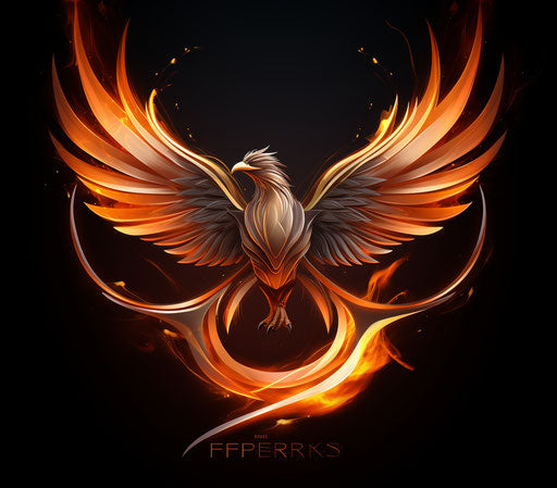 Phoenix emblem, firebird, dragoncore style, light orange