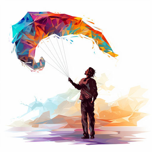 Kite drawing in the style of Chiaroscuro Art, on white background