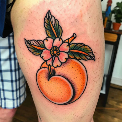 Traditional sketch of a peach in flat tattoo style