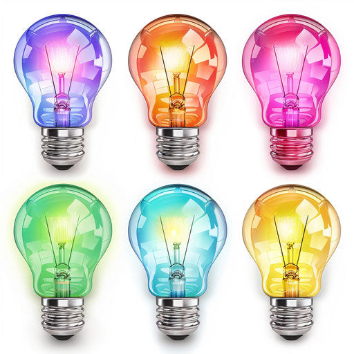 Realistic light bulb illustration on white flat background