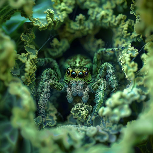 Adorable spider hidden in a garden