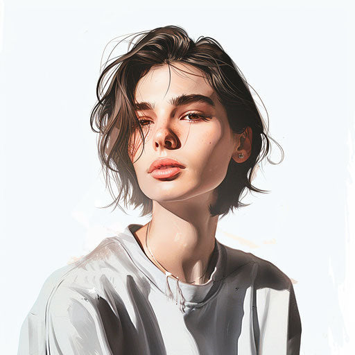 Realistic illustration of a person on glossy white background