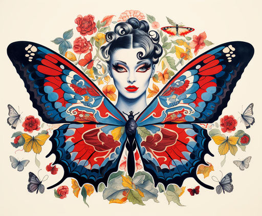 Butterfly tattoo in traditional Chinese style