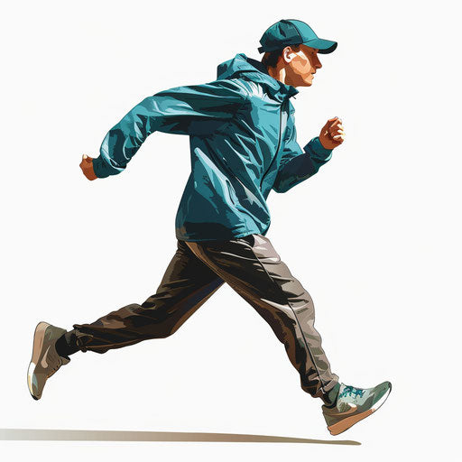 Running illustration in photorealistic style on flat white background