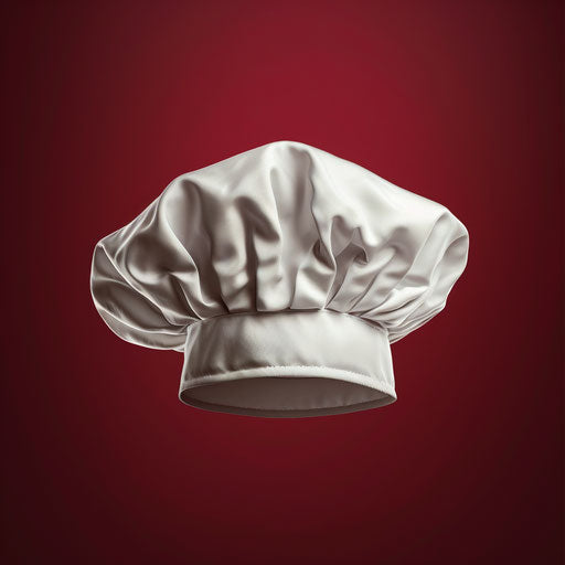 Luminous effect and deep saturation on a rich burgundy background with realistic chef hat clipart