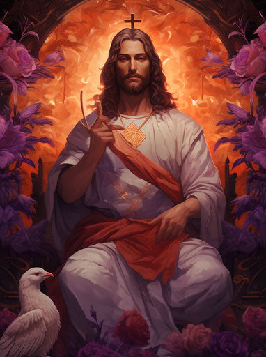 holding an utensil, meticulous linework precision, light red and purple